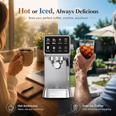 Mecity 20 Bar Espresso Machine with Milk Frother, Touchscreen Coffee Maker for Espresso, Americano & Over Ice Coffee, Compact Stainless Steel Latte & Cappuccino Maker in Kuwait