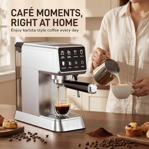 Mecity 20 Bar Espresso Machine with Milk Frother, Touchscreen Coffee Maker for Espresso, Americano & Over Ice Coffee, Compact Stainless Steel Latte & Cappuccino Maker in Kuwait