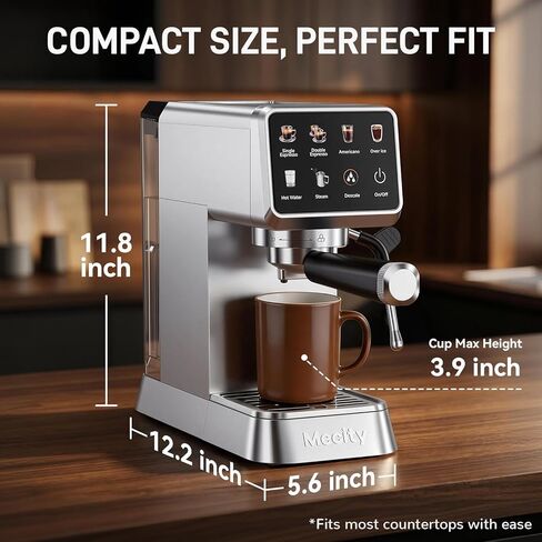 Mecity 20 Bar Espresso Machine with Milk Frother, Touchscreen Coffee Maker for Espresso, Americano & Over Ice Coffee, Compact Stainless Steel Latte & Cappuccino Maker in Kuwait