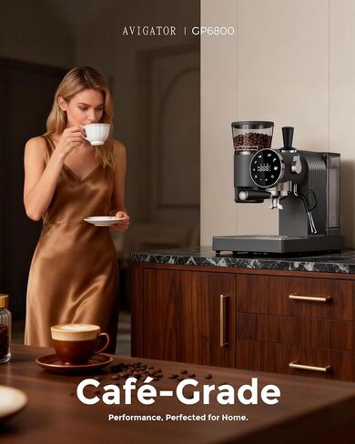 20 Bar Espresso Machine | LED Screen Touch Control | 6 Level Adjustable Grinder | Drip Coffee & Cold Brew, Milk Frother, Assisted Tamper & Built-In Accessory Storage Box | 50oz Tank in Kuwait
