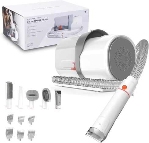 مجموعة أدوات العناية بالحيوانات الأليفة الاحترافية من Sharper Image، ماكينة حلاقة للكلاب 5 في 1 مع أداة تشذيب منخفضة الضوضاء، كوب غبار كبير سعة 2.5 لتر، 3 أوضاع للشفط و5 أدوات للعناية بالكلاب والقطط والحيوانات الأليفة الصغيرة in Kuwait