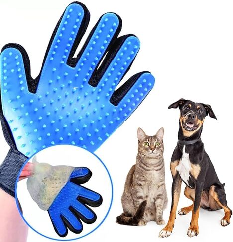 Upgrade Pet Grooming Gloves Cat Brushes for Gentle Shedding - Efficient Pets Hair Remover Mittens - Dog Washing Gloves for Long and Short Hair Dogs & Cats & Horses - 1 Pair in Kuwait