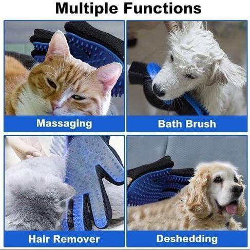 Upgrade Pet Grooming Gloves Cat Brushes for Gentle Shedding - Efficient Pets Hair Remover Mittens - Dog Washing Gloves for Long and Short Hair Dogs & Cats & Horses - 1 Pair in Kuwait