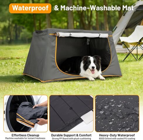 43 Inch Collapsible Travel Dog Crate for Medium Large Dogs, Portable Travel Kennel with Storage Pocket, Mesh Windows for Indoor & Outdoor Travel, 43.3" L x 24 "W x 16.14 "H, Dark Grey in Kuwait