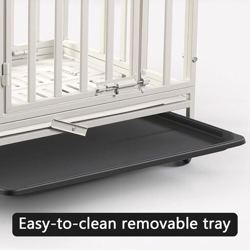 24 Inch Heavy Duty Dog Crate Cage Escape Proof Steel Kennel for High Anxiety Dogs with Sturdy Locks and Removable Tray, Small Dog Crate, White in Kuwait
