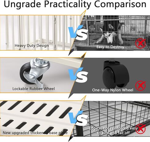 24 Inch Heavy Duty Dog Crate Cage Escape Proof Steel Kennel for High Anxiety Dogs with Sturdy Locks and Removable Tray, Small Dog Crate, White in Kuwait