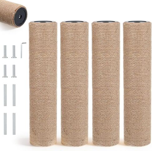 4 Pcs M8 cat Scratching Post Replacement Jute, 11.8x3.5IN Natural Sisal Wrapping Post for Cat Tree, Durable cat Scratching Post for Indoor Cats, Climbing, Scratching, Playing Pet Furniture Accessory in Kuwait