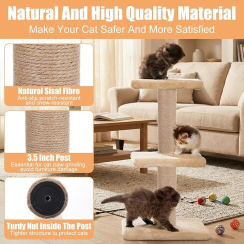 4 Pcs M8 cat Scratching Post Replacement Jute, 11.8x3.5IN Natural Sisal Wrapping Post for Cat Tree, Durable cat Scratching Post for Indoor Cats, Climbing, Scratching, Playing Pet Furniture Accessory in Kuwait