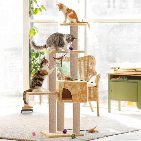 4 Pcs M8 cat Scratching Post Replacement Jute, 11.8x3.5IN Natural Sisal Wrapping Post for Cat Tree, Durable cat Scratching Post for Indoor Cats, Climbing, Scratching, Playing Pet Furniture Accessory in Kuwait