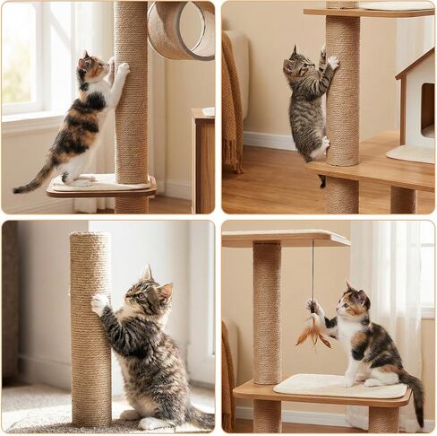 4 Pcs M8 cat Scratching Post Replacement Jute, 11.8x3.5IN Natural Sisal Wrapping Post for Cat Tree, Durable cat Scratching Post for Indoor Cats, Climbing, Scratching, Playing Pet Furniture Accessory in Kuwait