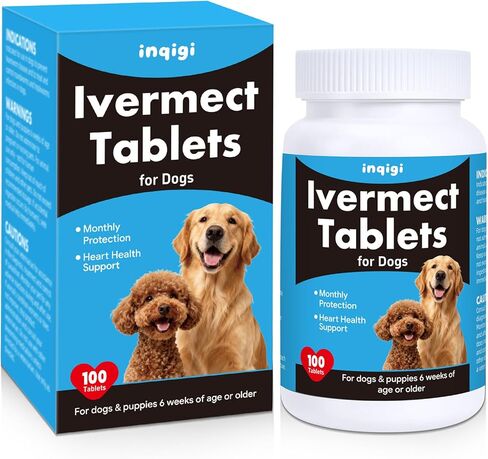 Ivermect Tablets for Dogs, Dog Heart Health Support & Canine Wellness Supplement, Immune Support for Dogs, Monthly Care Formula, High Purity, 100 Tablets in Kuwait