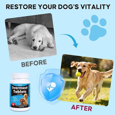 Ivermect Tablets for Dogs, Dog Heart Health Support & Canine Wellness Supplement, Immune Support for Dogs, Monthly Care Formula, High Purity, 100 Tablets in Kuwait