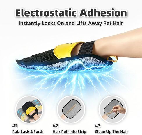 Pet Hair Removal Glove, Reusable Cats & Dogs Fur Remover for Couch, Clothes, Carpet, Furniture & Pet Bed, Upgraded Electrostatic Lint Brush Mitt, Washable Pet Hair Cleaning Tool in Kuwait