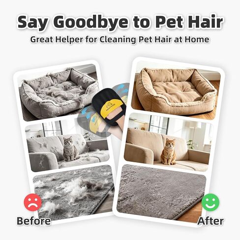 Pet Hair Removal Glove, Reusable Cats & Dogs Fur Remover for Couch, Clothes, Carpet, Furniture & Pet Bed, Upgraded Electrostatic Lint Brush Mitt, Washable Pet Hair Cleaning Tool in Kuwait