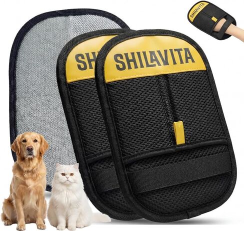 2 Pcs Pet Hair Removal Glove for Dogs and Cats, Reusable Electrostatic Grooming Gloves, Dog and Cat Fur Remover Gloves for Couch, Carpet, Clothing, Car Seats, Bedding in Saudi Arabia