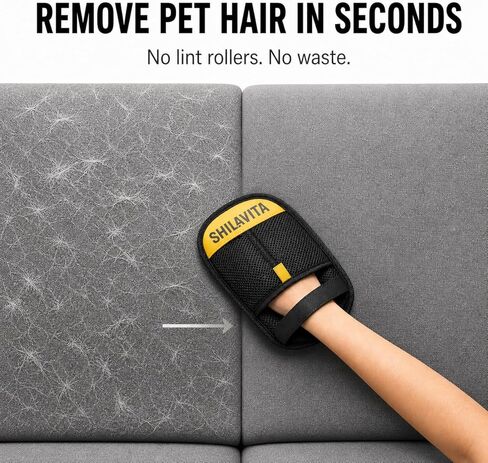 2 Pcs Pet Hair Removal Glove for Dogs and Cats, Reusable Electrostatic Grooming Gloves, Dog and Cat Fur Remover Gloves for Couch, Carpet, Clothing, Car Seats, Bedding in Saudi Arabia