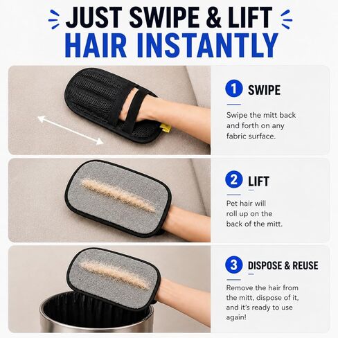 Pet Hair Removal Glove for Dogs & Cats, Newly Upgraded Reusable Electrostatic Pet Hair Remover Tool for Couch, Furniture, Bedding, Clothing & Car Seats in Saudi Arabia