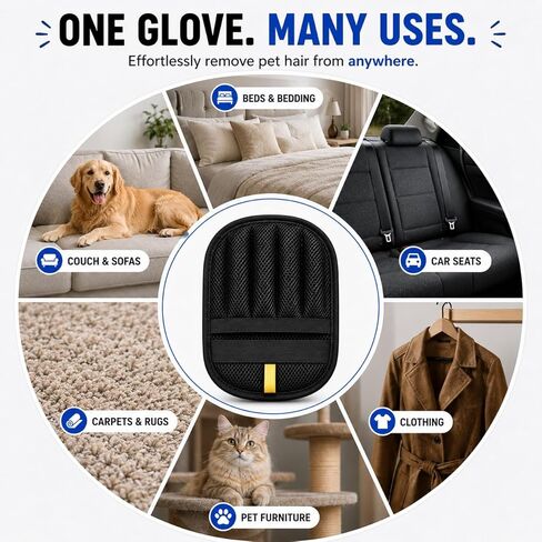 Pet Hair Removal Glove for Dogs & Cats, Newly Upgraded Reusable Electrostatic Pet Hair Remover Tool for Couch, Furniture, Bedding, Clothing & Car Seats in Saudi Arabia