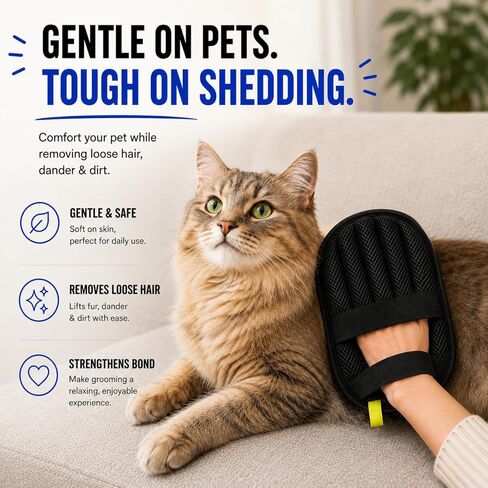 Pet Hair Removal Glove for Dogs & Cats, Newly Upgraded Reusable Electrostatic Pet Hair Remover Tool for Couch, Furniture, Bedding, Clothing & Car Seats in Saudi Arabia
