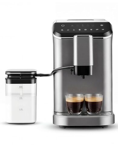 EUHOMY Fully Automatic Espresso Machine, 20 Bar Coffee Maker with Grinder and Integrated Milk Frother, Automatic Espresso Machine with Touch Screen, 15-Grind Settings Coffee Machine for Home, Silver in Saudi Arabia