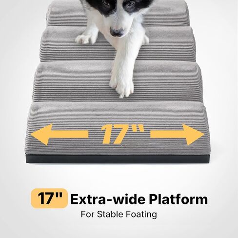 Veehoo Dog Ramp for Bed Couch for Small to Large Dog, Foldable Ramp for Dogs to Get on Bed 5 Adjustable Height from 12" to 20", Pet Cat Stairs Doggy Steps Non Slip with Metal Frame, Up to 130lbs in Kuwait