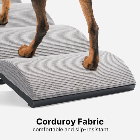 Veehoo Dog Ramp for Bed Couch for Small to Large Dog, Foldable Ramp for Dogs to Get on Bed 5 Adjustable Height from 12" to 20", Pet Cat Stairs Doggy Steps Non Slip with Metal Frame, Up to 130lbs in Kuwait
