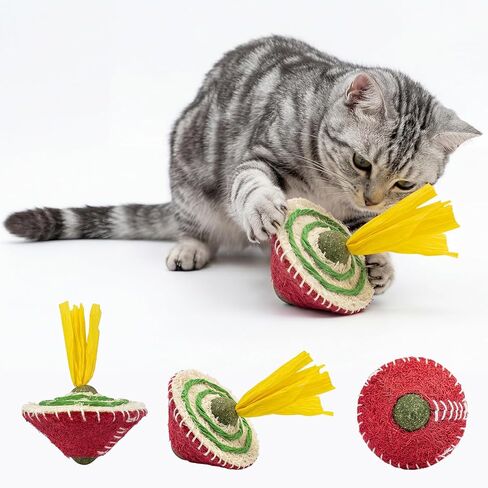 Walfront Interactive Cat Toy for Indoor Cats, Self Play Wobble Catnip Toy with Feather, Durable Bite-Resistant Cat Enrichment Toy for Boredom Relief and Independent Play in Kuwait