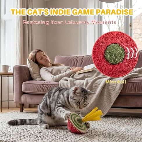 Walfront Interactive Cat Toy for Indoor Cats, Self Play Wobble Catnip Toy with Feather, Durable Bite-Resistant Cat Enrichment Toy for Boredom Relief and Independent Play in Kuwait