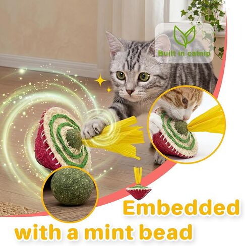 Walfront Interactive Cat Toy for Indoor Cats, Self Play Wobble Catnip Toy with Feather, Durable Bite-Resistant Cat Enrichment Toy for Boredom Relief and Independent Play in Kuwait