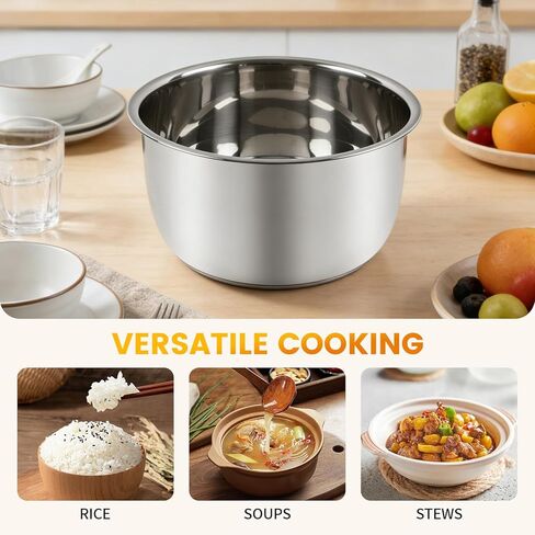 وعاء داخلي بديل لطباخ الأرز سعة 6 أكواب متوافق فقط مع CUCKOO CR-0675FW - وعاء داخلي من الفولاذ المقاوم للصدأ 304 مع قاعدة متعددة الطبقات، وأواني متينة للطهي المتعدد، سهل التنظيف وآمن للاستخدام في غسالة الأطباق in Kuwait