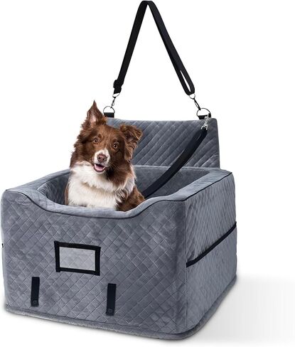 CozyCruiser Dog Car Seat for Small & Medium Dogs – Elevated Booster Seat with Adjustable Safety Leash, Double Seat Belt Protection, Soft Plush Fabric & Storage Pockets – Fits Most Cars, SUVs & Trucks in Kuwait