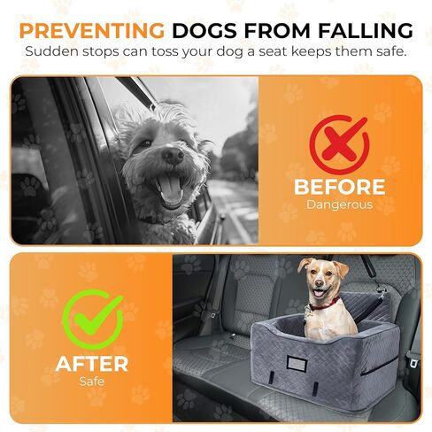 CozyCruiser Dog Car Seat for Small & Medium Dogs – Elevated Booster Seat with Adjustable Safety Leash, Double Seat Belt Protection, Soft Plush Fabric & Storage Pockets – Fits Most Cars, SUVs & Trucks in Kuwait