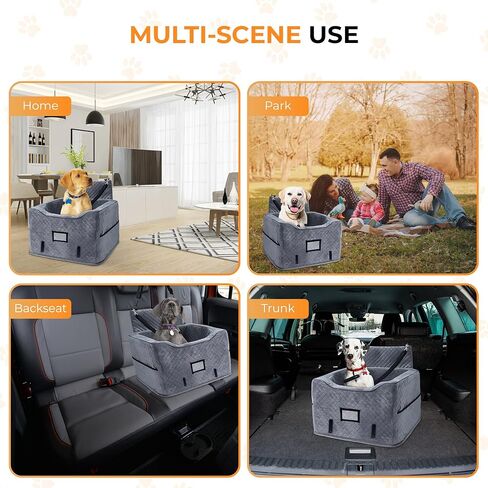 CozyCruiser Dog Car Seat for Small & Medium Dogs – Elevated Booster Seat with Adjustable Safety Leash, Double Seat Belt Protection, Soft Plush Fabric & Storage Pockets – Fits Most Cars, SUVs & Trucks in Kuwait