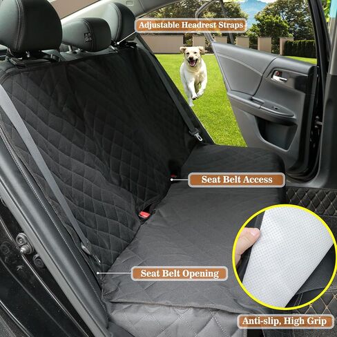 Meolsaek Dog Car Seat Cover for Back Seat, Scratch Proof Nonslip Pet Car Seat Cover, 4 Layers Waterproof Heavy Duty Back Seat Pet Cover for Dogs with Storage Bag (Black) in Kuwait