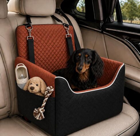 مقعد سيارة للكلاب من ALL GOOD PET SUPPLIES للكلاب الصغيرة والمتوسطة التي يقل وزنها عن 35 رطلاً، مقعد سيارة معزز ناعم مع غطاء ووسادة قابلة للفصل والغسل، سرير سيارة للكلاب الجرو in Kuwait