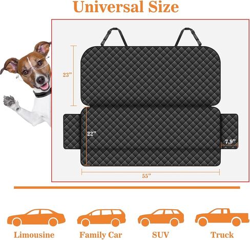 Meolsaek Dog Car Seat Cover for Back Seat, Scratch Proof Nonslip Pet Car Seat Cover, 4 Layers Waterproof Heavy Duty Back Seat Pet Cover for Dogs with Storage Bag (Black) in Kuwait