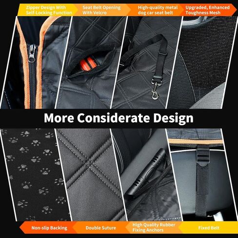 KYG Back Seat Extender for Dogs, Hard Bottom Dog Car Seat Cover for Back Seat Waterproof with Mesh Window and Storage Pocket, Dog Hammock for Cars & SUVs in Kuwait