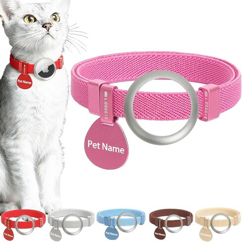 Minimalist Stretch Lightweight Custom Engraved Cat Collar with Name Tag Personalized Cat Collars for Kitten Boy & Girl Cats (Blue, Collar with Nameplate) in Kuwait