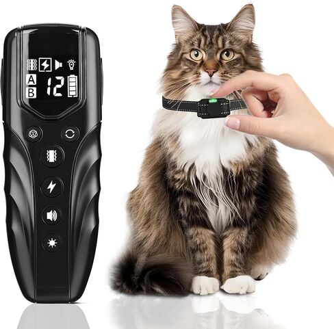 Ultra-Small Cat Shock Collar, Pocket-Sized Cat Training Collar with 2000ft Remote, Tailored for Cats, Shock/Vibration/Beep 3 Modes Stop Meowing Waterproof, Rechargeable (Black) in Kuwait