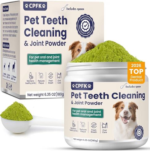 Dental Cleaning Joint Powder for Dogs - 6.35OZ Dog Dental Cleaning Powder with Probiotics to Lighten Bad Breath and Control Plaque Tartar Supports Dog Dental Care and Joint Health in Kuwait