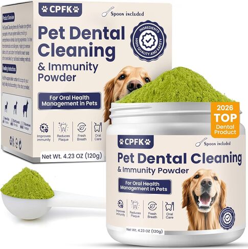 Dog Dental Cleaning Immunity Powder Dog Dental Cleaning Powder with Probiotics to Lighten Bad Breath and Control Plaque Tartar Supports Dogs Dental Care and Immune Health 4.23 OZ in Kuwait