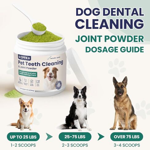 Dental Cleaning Joint Powder for Dogs - 6.35OZ Dog Dental Cleaning Powder with Probiotics to Lighten Bad Breath and Control Plaque Tartar Supports Dog Dental Care and Joint Health in Kuwait