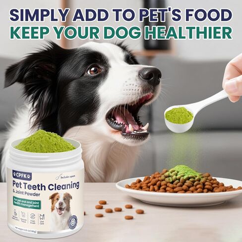 Dental Cleaning Joint Powder for Dogs - 6.35OZ Dog Dental Cleaning Powder with Probiotics to Lighten Bad Breath and Control Plaque Tartar Supports Dog Dental Care and Joint Health in Kuwait