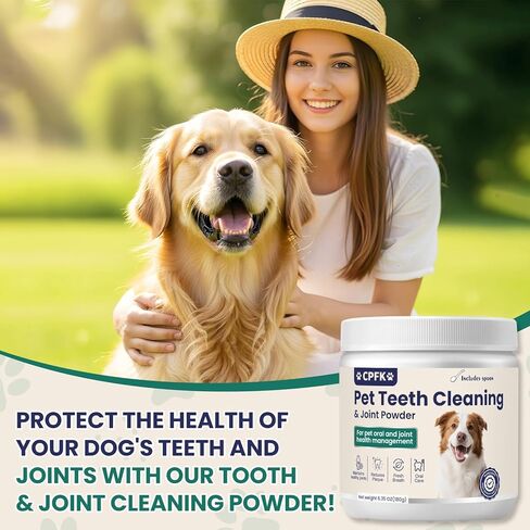 Dental Cleaning Joint Powder for Dogs - 6.35OZ Dog Dental Cleaning Powder with Probiotics to Lighten Bad Breath and Control Plaque Tartar Supports Dog Dental Care and Joint Health in Kuwait