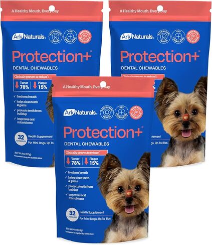 Ark Naturals Protection+ Brushless Toothpaste for Mini Breeds Bundle - Fortified Dog Dental Chew with Toothpaste Center - Helps Reduce Plaque & Tartar, Polishes Teeth, and Freshens Breath (3pk) in Kuwait