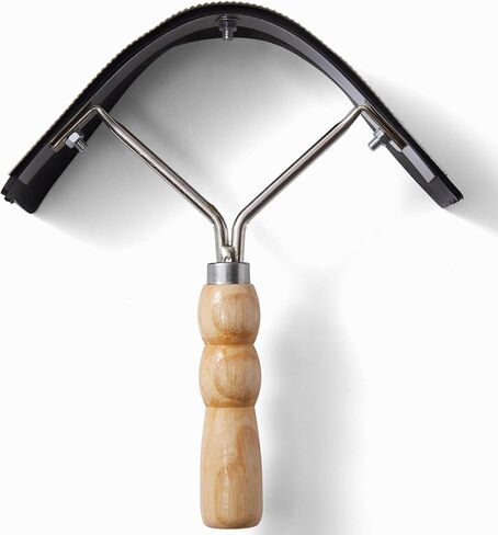 Metal Sweat Scraper for Horses – 2-in-1 Grooming Tool with Rubber Edge and Wooden Handle, Metal Curry Comb for Horses and Cattle, Compact Curved Scraper for Barn, Stable, and Equestrian Care in Kuwait