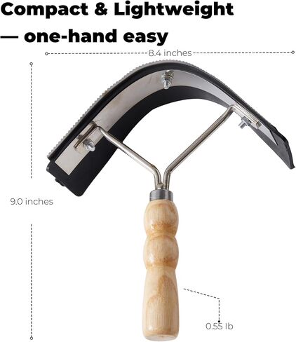 Metal Sweat Scraper for Horses – 2-in-1 Grooming Tool with Rubber Edge and Wooden Handle, Metal Curry Comb for Horses and Cattle, Compact Curved Scraper for Barn, Stable, and Equestrian Care in Kuwait
