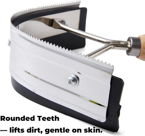 Metal Sweat Scraper for Horses – 2-in-1 Grooming Tool with Rubber Edge and Wooden Handle, Metal Curry Comb for Horses and Cattle, Compact Curved Scraper for Barn, Stable, and Equestrian Care in Kuwait