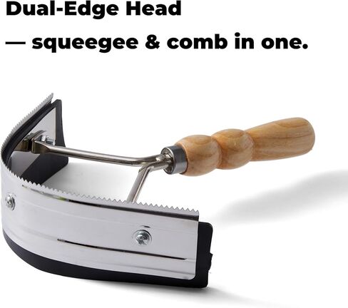 Metal Sweat Scraper for Horses – 2-in-1 Grooming Tool with Rubber Edge and Wooden Handle, Metal Curry Comb for Horses and Cattle, Compact Curved Scraper for Barn, Stable, and Equestrian Care in Kuwait