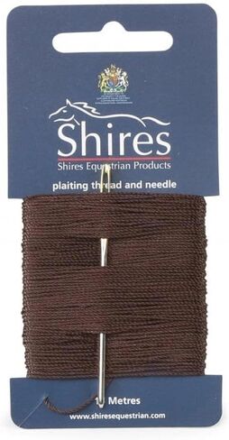 Shires Plaiting Thread - Card with Needle, Waxed Cotton-Polyester Blend for Horse Braiding - Multiple Colors Brown in Kuwait